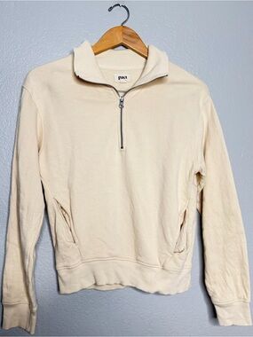 Pact Organic Cotton 1/4 Zip Pullover Jacket Sweatshirt sandshell sz xs